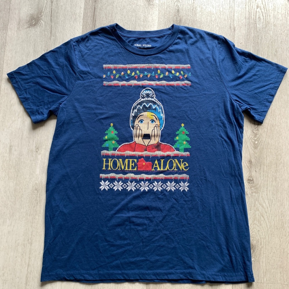 Home Alone Men Blue Kevin McCallister Christmas graphic T-Shirt‎